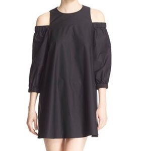 Tibi cotton poplin cold shoulder tunic dress